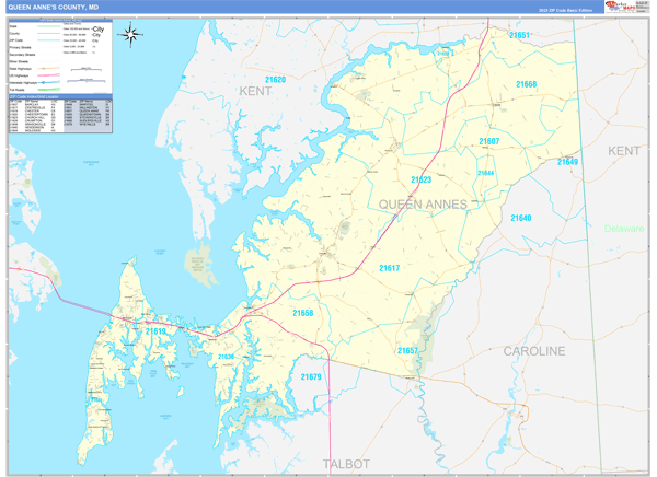 Queen Anne's County, MD Zip Code Map